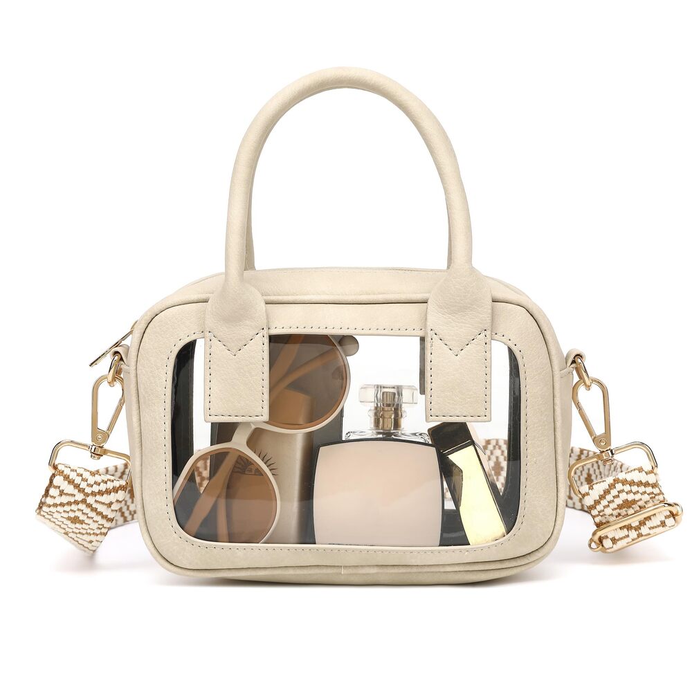 6585 Clear Crossbody Bags , Top Handle Small Clear Purse Plastic Handbag